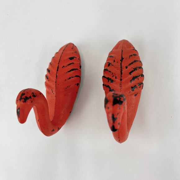 Flamingo Swan Bird Cast Iron Wall Hook Set Whimsy Fun Vintage - Picture 7 of 7
